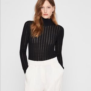 NWT Club Monaco Signature Pointelle Turtleneck Sweater - Black